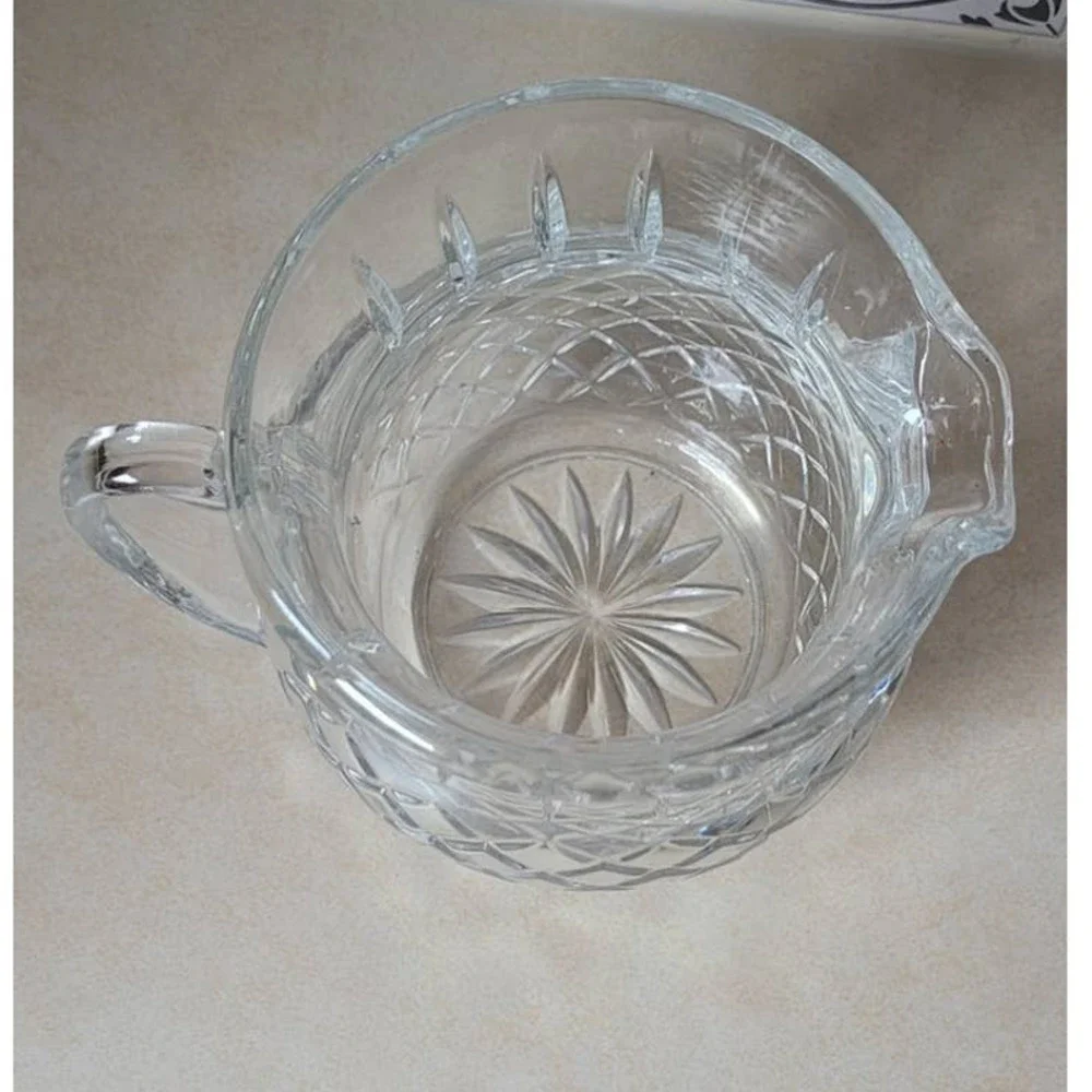 Vintage Lead Crystal Squat Water Juice Creamer Pitcher